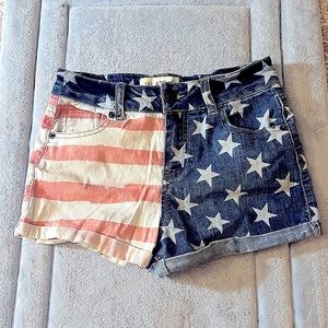 American Flag Denim Shorts